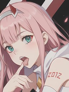 Zero Two is tied up and used as an anime sex slave