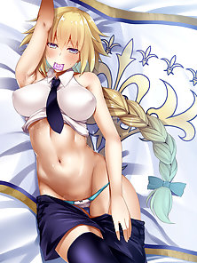 Fate Degenerate Order 3 - Jeanne d'Arc helps her master bust a nut in her panties