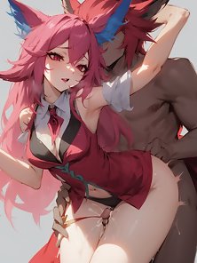 Xayah from League of Legends hentai anal toys and sex collection