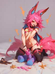 Xayah from League of Legends hentai anal toys and sex collection