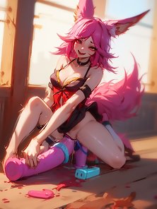 Xayah from League of Legends hentai anal toys and sex collection