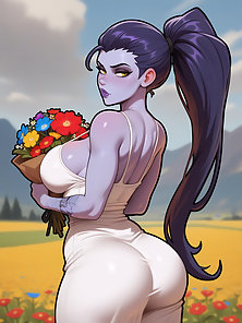 Widow Maker Overwatch bathroom blowjob, boobjob, facial +Extra
