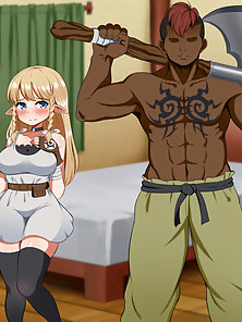 Busty blonde elf gets her virgin pussy pounded by a black warrior