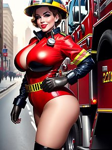 (softcore) Sexy firefighters with curvy hips posing in skin tight gear
