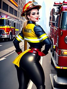 (softcore) Sexy firefighters with curvy hips posing in skin tight gear