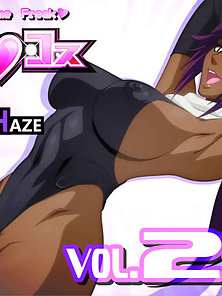 Yoruichi gets her ebony pussy and asshole penetrated and creampied - anime porn pics