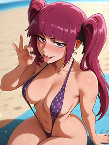 Rirukia from Bleach gives a hentai boobjob on the beach + Extra
