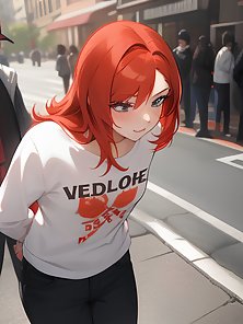 Cute athletic redhead slut has rough public gangbang with multiple cumshots