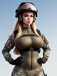 (softcore) Sexy blonde military babes with big boobs dominating the battlefield