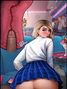 Do You Like Your Gift - Gwen Stacy anal rides Miles Morales' BBC in restaurant