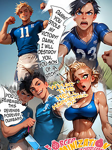 Forced Feminization: From Star to Cheerleader - Football player becomes curvy futanari gangbang