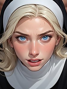 Bent Over at Sunset – Busty blonde nun is face fucked and facialed