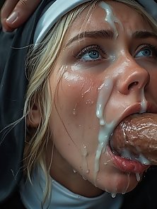 Bent Over at Sunset – Busty blonde nun is face fucked and facialed