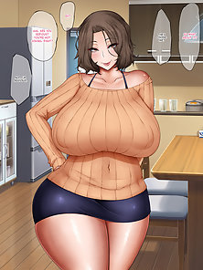 Chubby anime mom with huge tits gets creamied by high school student - milf comics