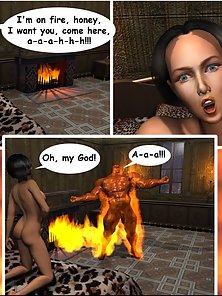 Fire monster fucks housewife with his hard cock - 3d comics