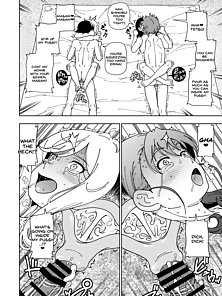 Honey Blonde: Himawari - Two couples have hentai anal sex on the beach