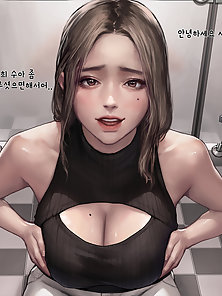 Busty Korean girl gives a boobjob in the bathroom stall with hot facial cumshot