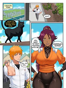 Bleached – Busty Yoruichi and Rangikyu fucked by big dick of Ichigo