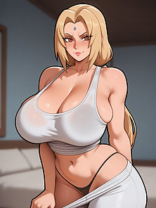 Tsunade gives Naruto a sloppy blowjob till he nuts on her face