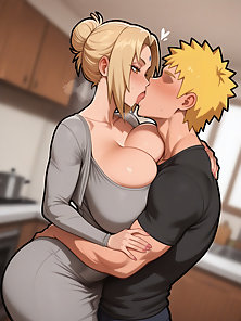 Tsunade gives Naruto a sloppy blowjob till he nuts on her face