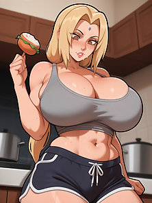 Tsunade gives Naruto a sloppy blowjob till he nuts on her face