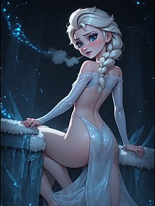 Frozen Elsa solo sex and lesbian fuck with Anna