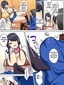 My Big Dick is Squeezed by Huge Breast Bitch Gals!! - Slutty hentai schoolgirl threesome