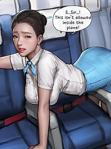 Flight Attendant (decensored) - Fucked on plane in threesome - Uniform Comics