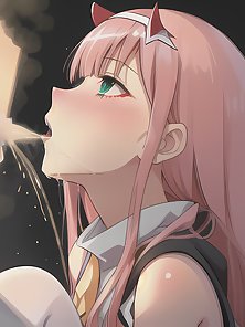 Zero Two sucks cocks, is tied up, and loves to fuck (compilation)