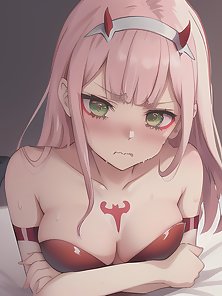 Zero Two sucks cocks, is tied up, and loves to fuck (compilation)