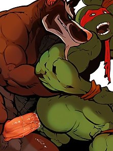 Master Splinter gets his dick sucked by gay teenage mutant ninja turtles