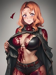 Busty anime girls with huge tits in AI art compilation