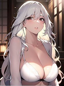 Busty anime girls with huge tits in AI art compilation