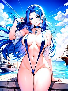 Busty anime girls with huge tits in AI art compilation