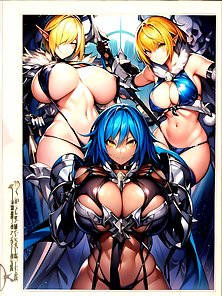 Busty anime girls with huge tits in AI art compilation