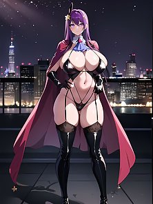 Busty anime girls with huge tits in AI art compilation