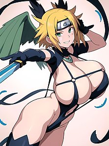 Busty anime girls with huge tits in AI art compilation