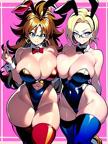 Busty anime girls with huge tits in AI art compilation