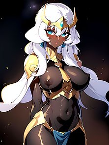 Busty anime girls with huge tits in AI art compilation