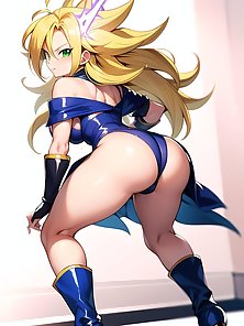 Busty anime girls with huge tits in AI art compilation