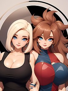 Busty anime girls with huge tits in AI art compilation