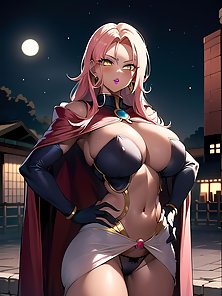 Busty anime girls with huge tits in AI art compilation