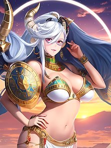 Busty anime girls with huge tits in AI art compilation