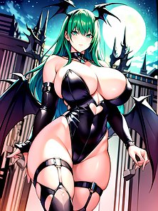 Busty anime girls with huge tits in AI art compilation