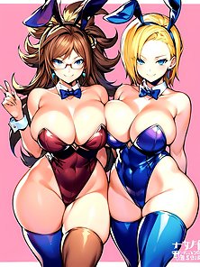 Busty anime girls with huge tits in AI art compilation