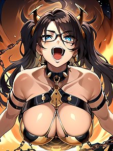 Busty anime girls with huge tits in AI art compilation