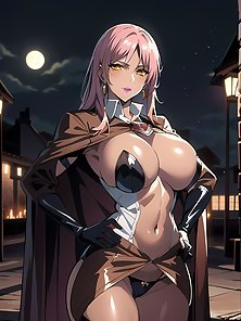 Busty anime girls with huge tits in AI art compilation