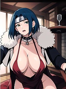 Busty anime girls with huge tits in AI art compilation