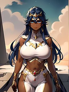 Busty anime girls with huge tits in AI art compilation