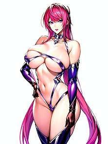 Busty anime girls with huge tits in AI art compilation